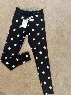 Black Star-Print High-Rise Leggings